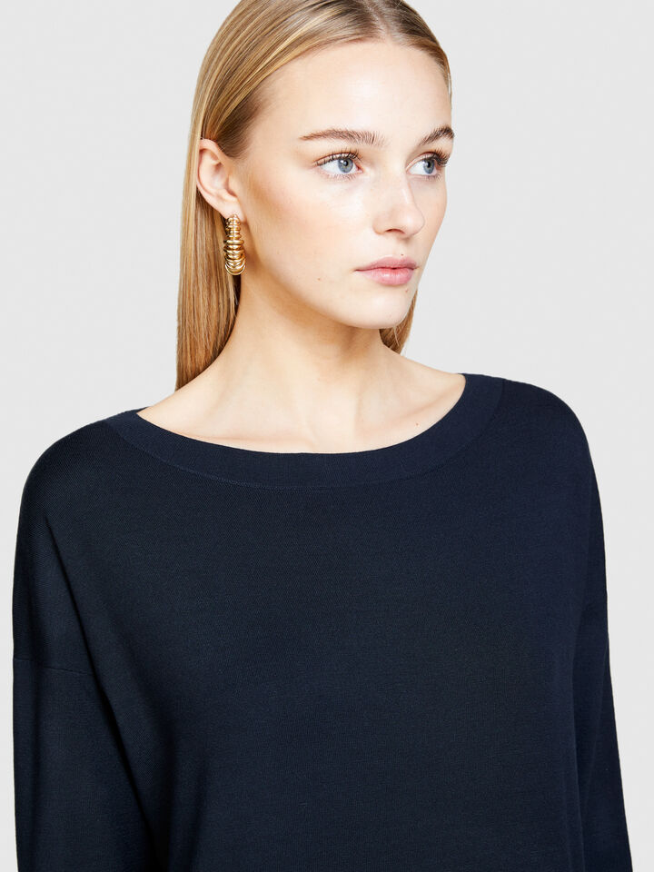 Boat neck sweater - women's boat neck sweaters - Dark Blue | Sisley image number 5